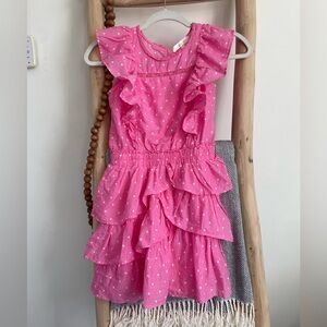 LoveShackFancy Pink Polka Dot Ruffle Dress